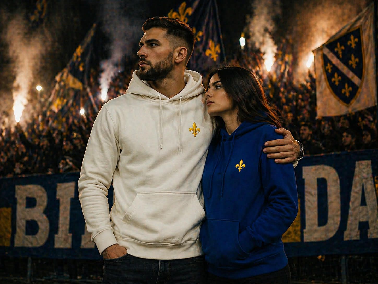 Herren Premium Bio Hoodie - Bosnien | Ljiljan