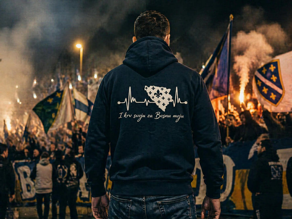 Herren Premium Bio Hoodie Bosnien – Bosna Herzschlag | Rückenprint