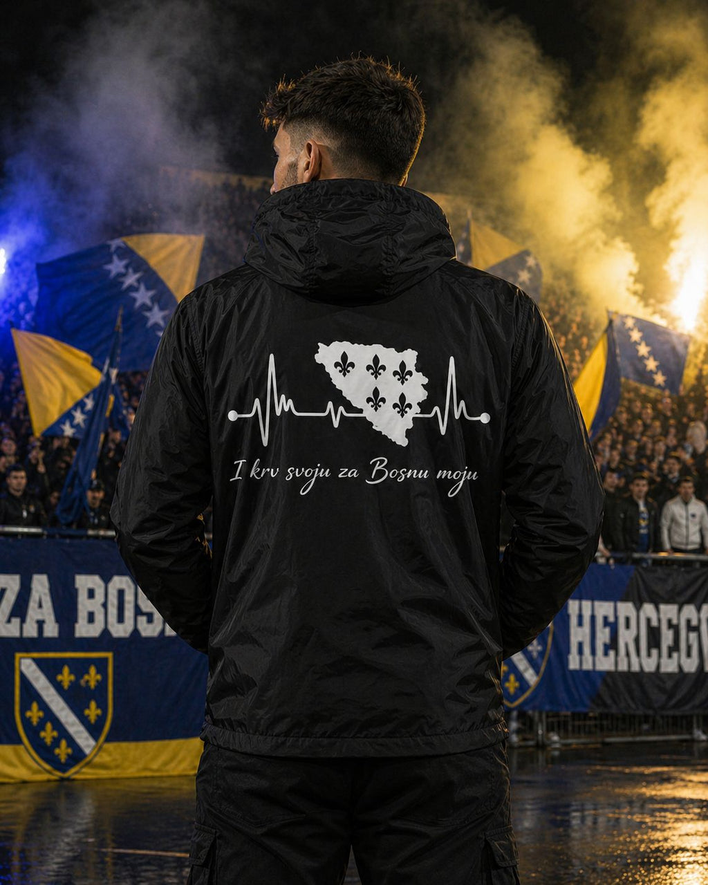 Windbreaker Bosnien – Bosna Herzschlag | Beidseitiger Druck