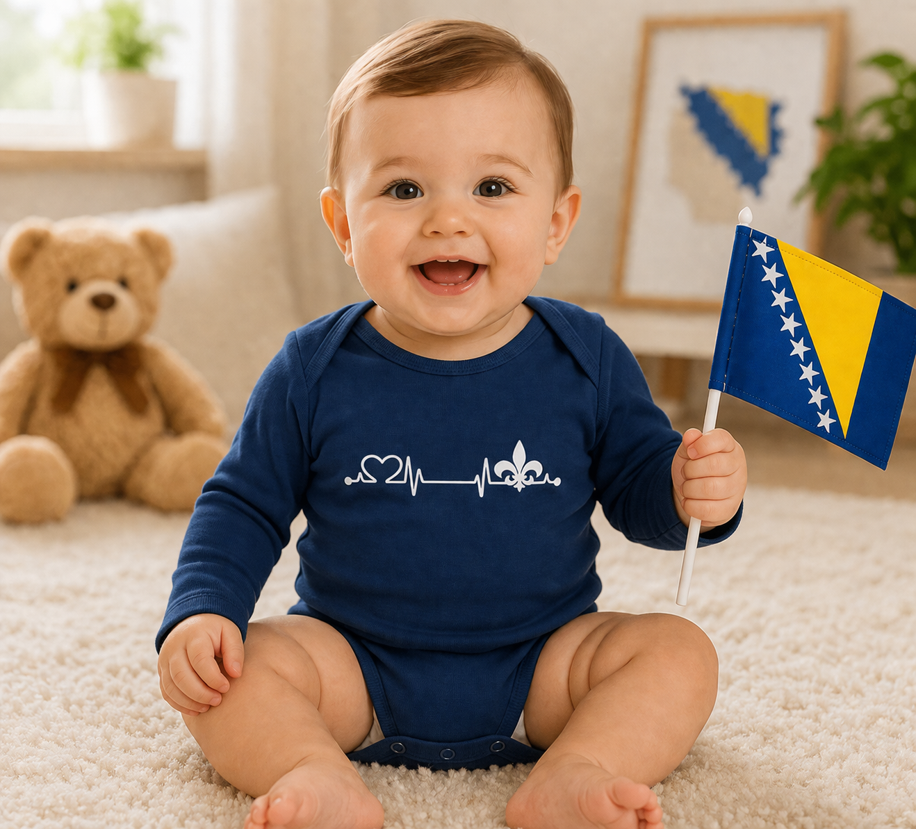 Baby Bio Bodi dugih rukava – Srce Bosne | Prednja štampa