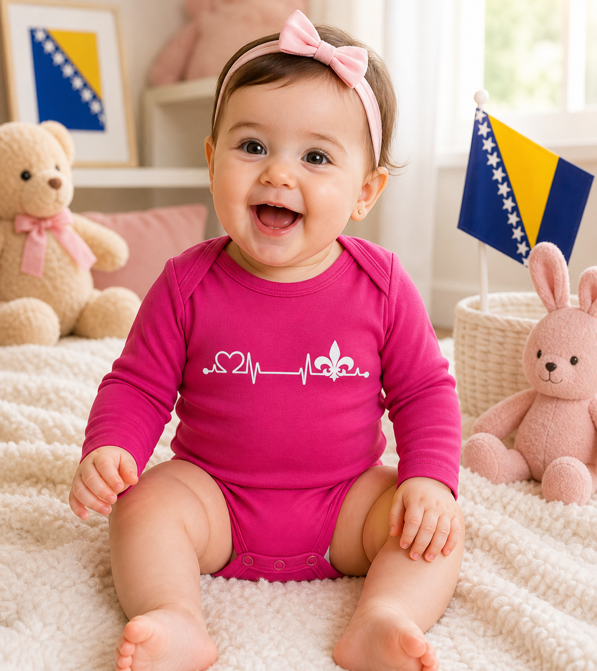 Baby Bio Bodi dugih rukava – Srce Bosne | Prednja štampa