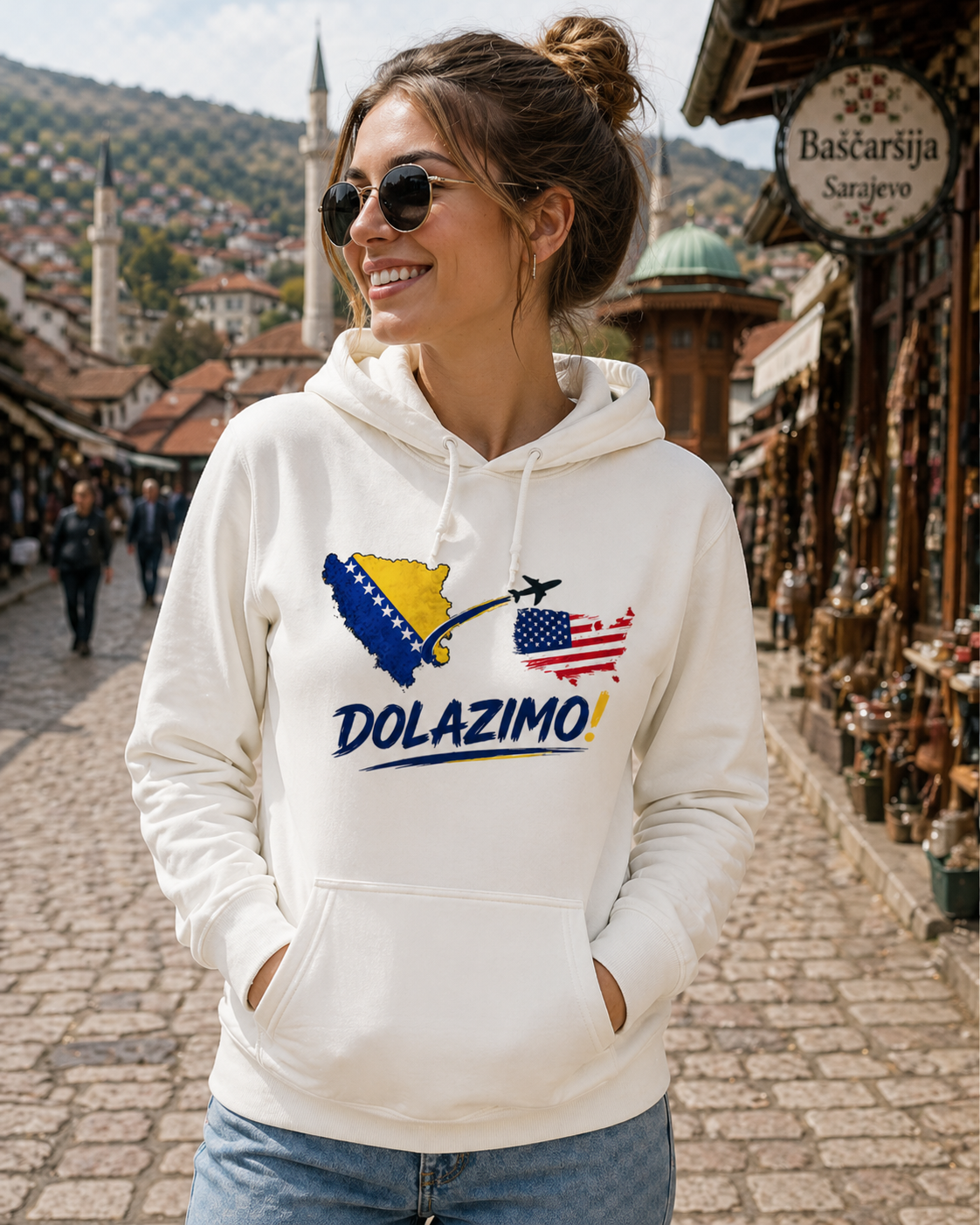 Women's Premium Organic Hoodie – Dolazi Bosna | Front Print