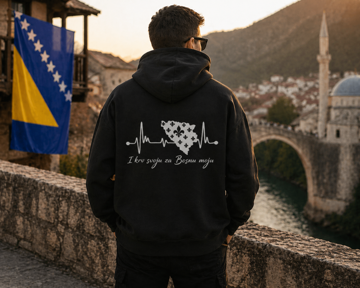 Unisex Oversize Hoodie Bosnien – Bosna Herzschlag