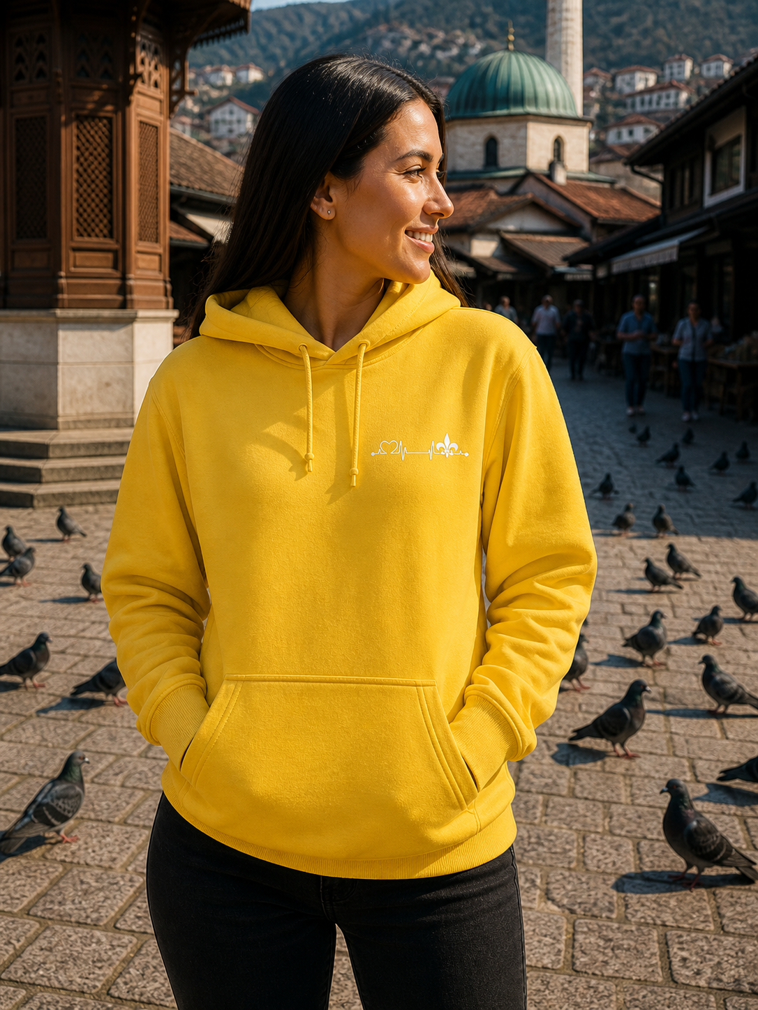 Women's Premium Organic Hoodie – Srce Bosne | Left Chest
