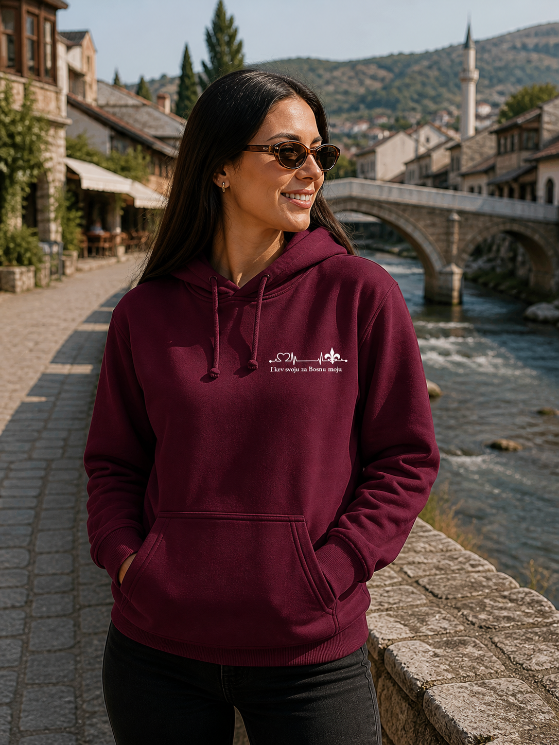 Women's Premium Organic Hoodie – Za Bosnu Moju | Left Chest