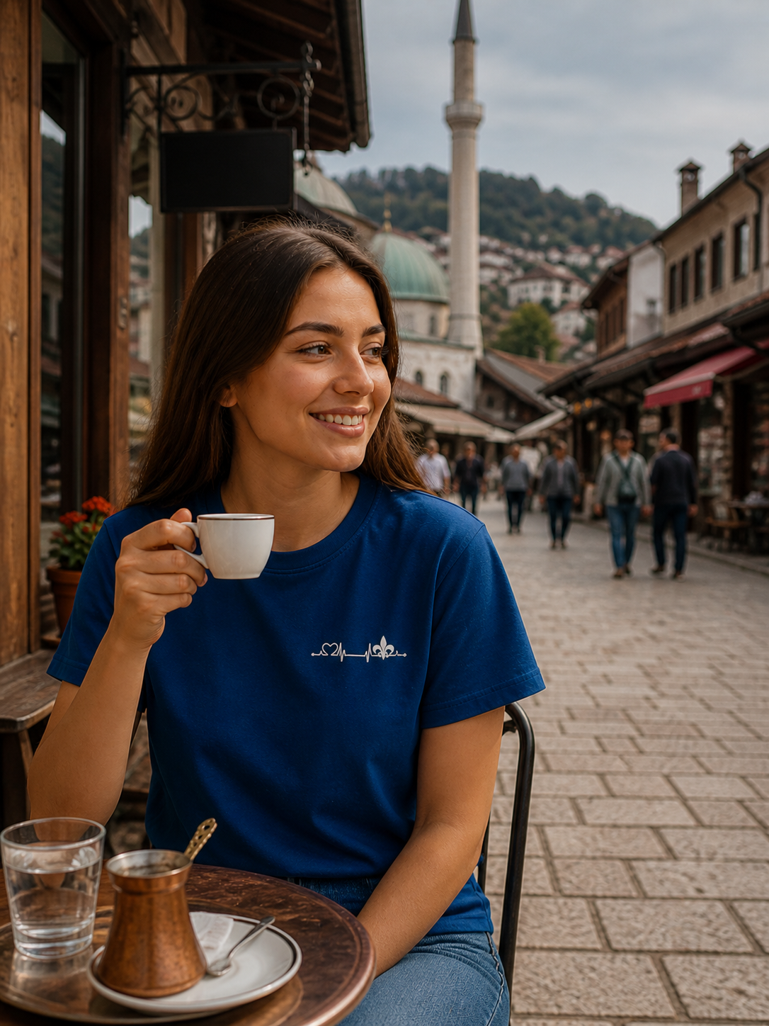 Ženska premium organska majica – Srce Bosne | Lijeva prsa