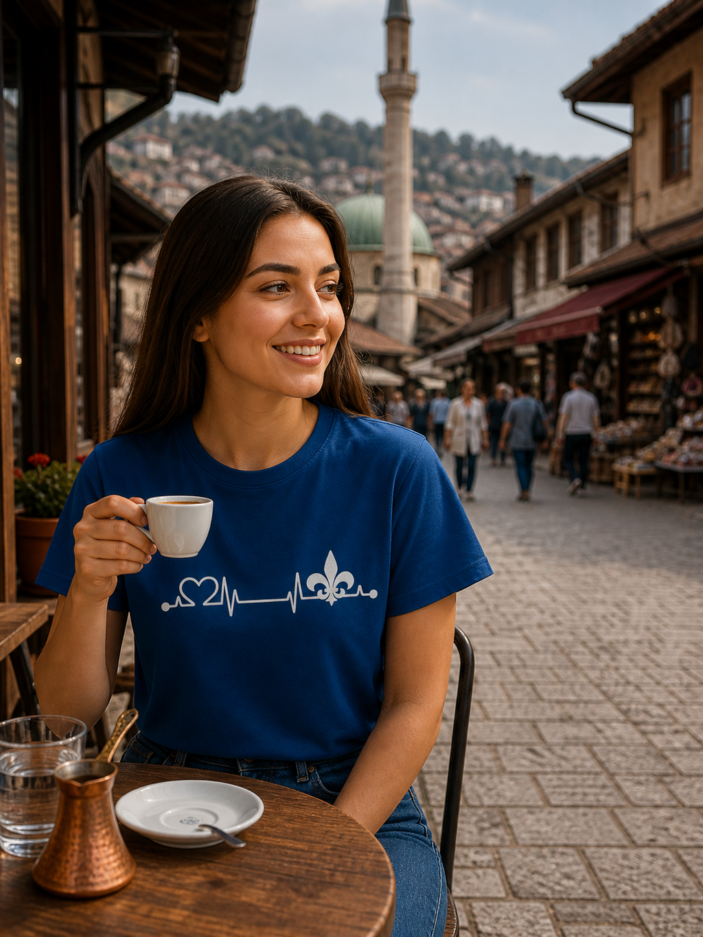 Damen Premium Bio T-Shirt – Srce Bosne | Frontprint