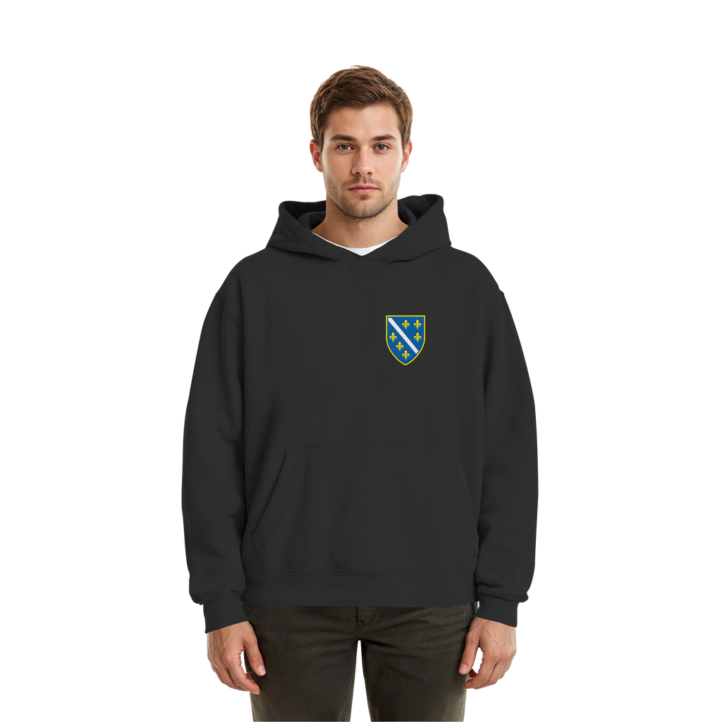 Bosnisches Wappen – Heimatliebe mit Stolz | Premium Stickerei - Fluffy Boxcut Hoodie