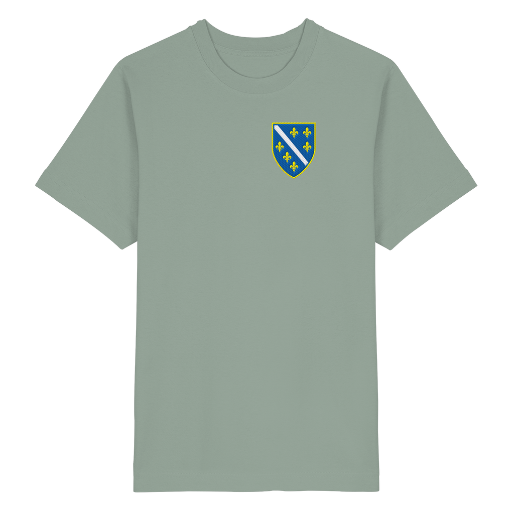 Bosnisches Wappen – Heimatliebe mit Stolz | Premium Stickerei - Heavy Oversized Organic Shirt