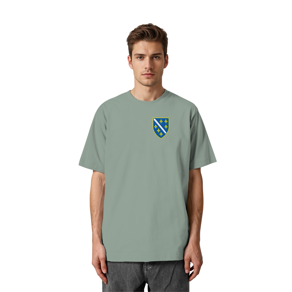 Bosnisches Wappen – Heimatliebe mit Stolz | Premium Stickerei - Heavy Oversized Organic Shirt