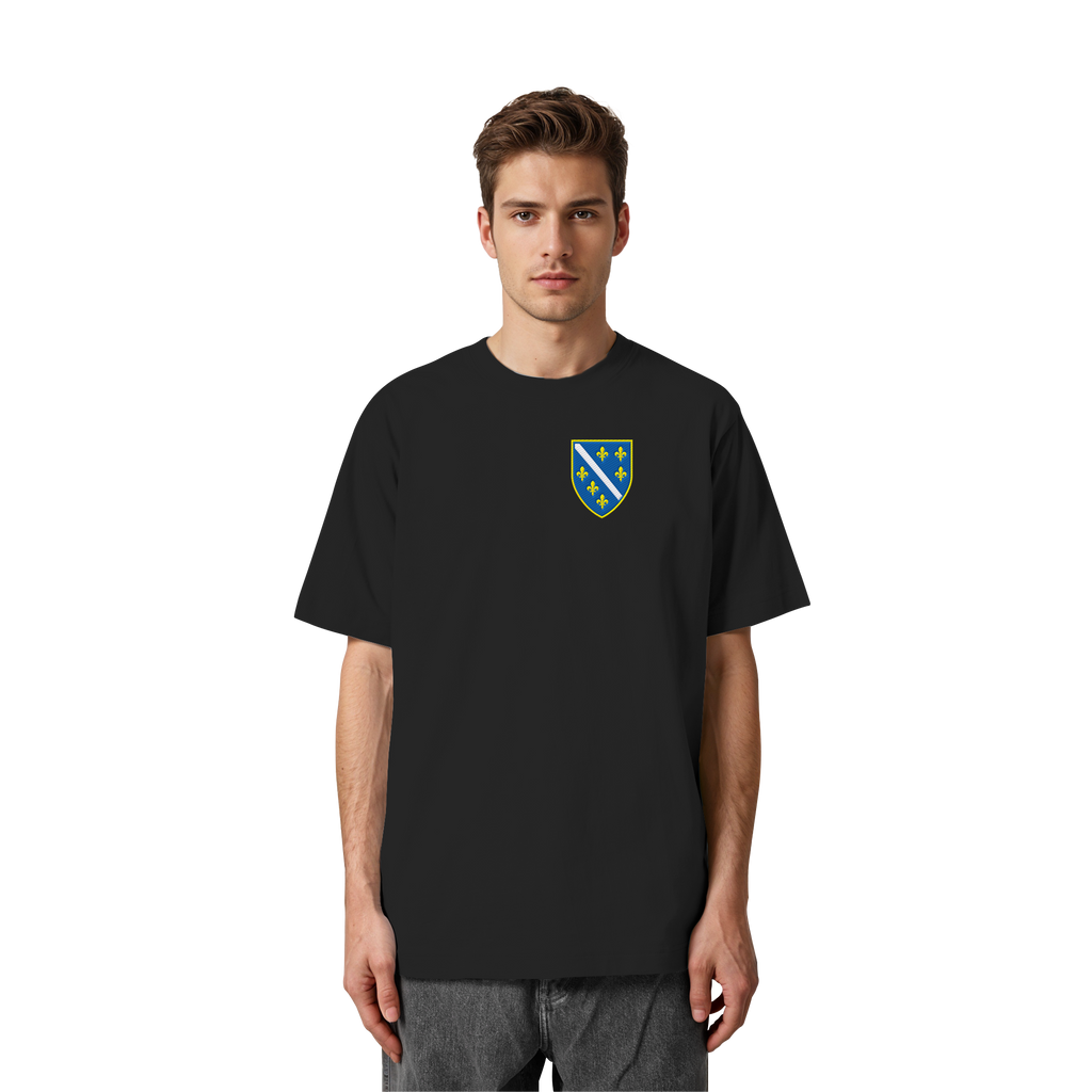 Bosnisches Wappen – Heimatliebe mit Stolz | Premium Stickerei - Heavy Oversized Organic Shirt