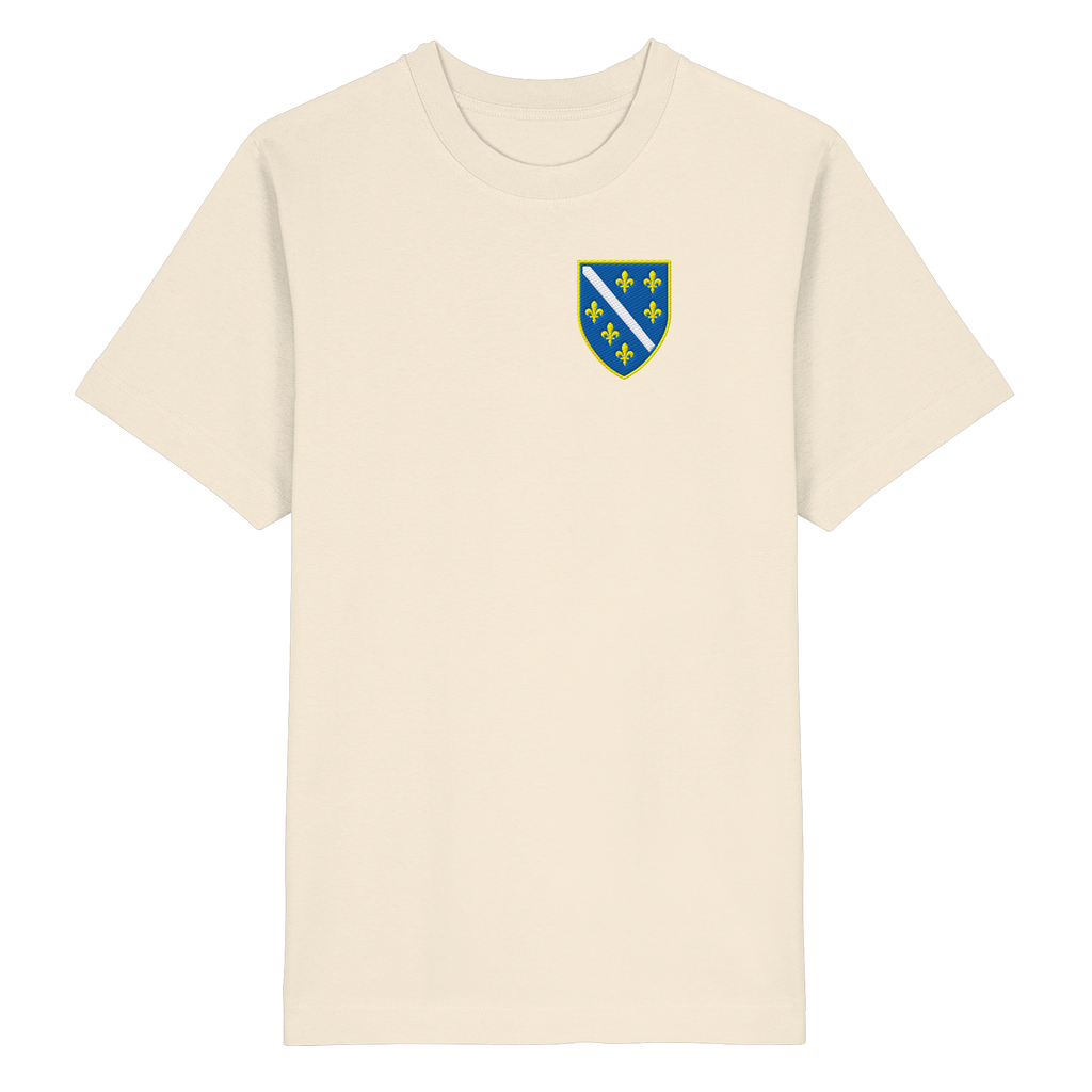 Bosnisches Wappen – Heimatliebe mit Stolz | Premium Stickerei - Heavy Oversized Organic Shirt