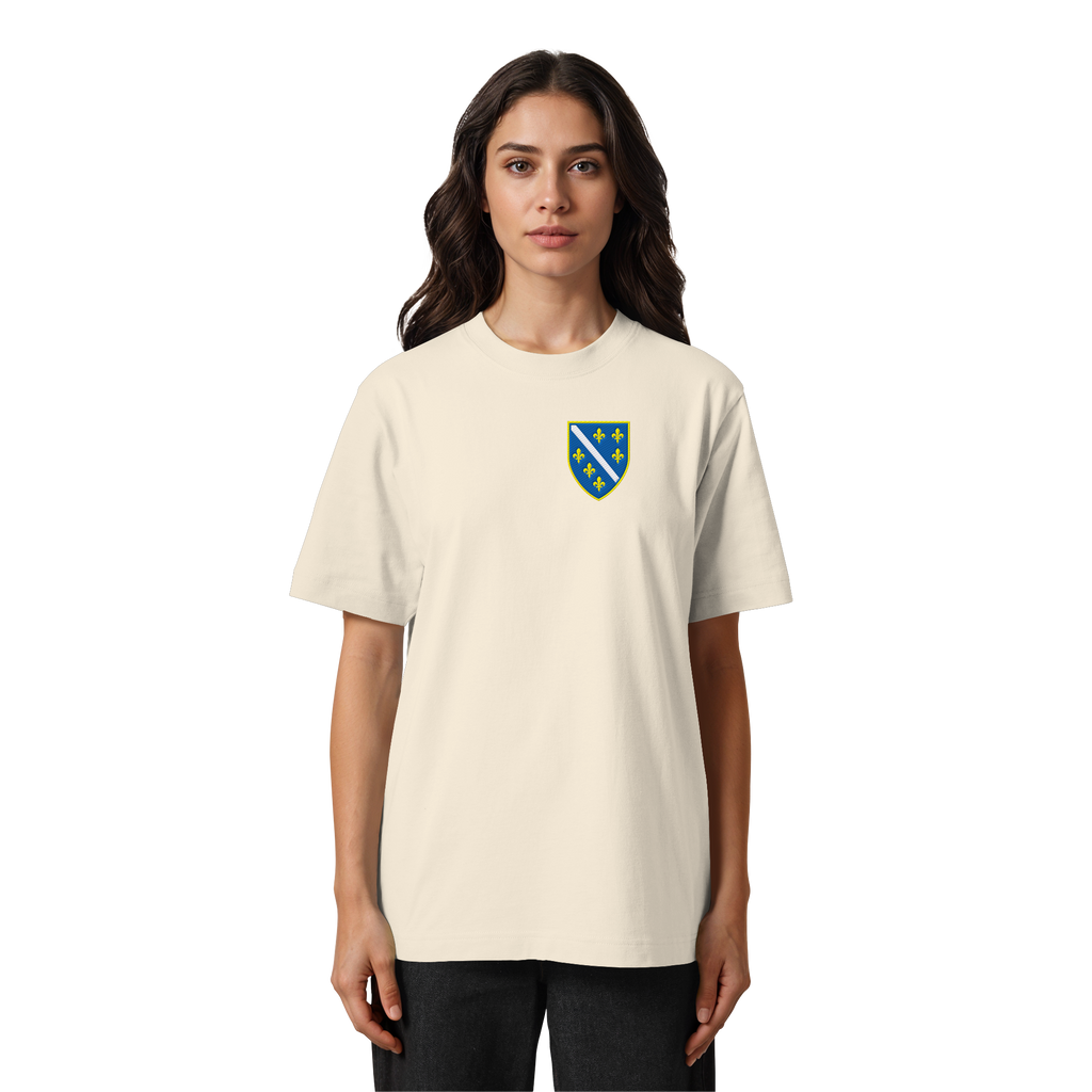 Bosnisches Wappen – Heimatliebe mit Stolz | Premium Stickerei - Heavy Oversized Organic Shirt