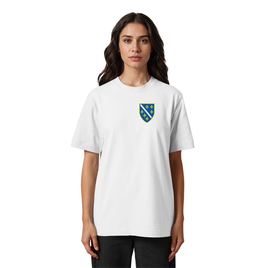 Bosnisches Wappen – Heimatliebe mit Stolz | Premium Stickerei - Heavy Oversized Organic Shirt