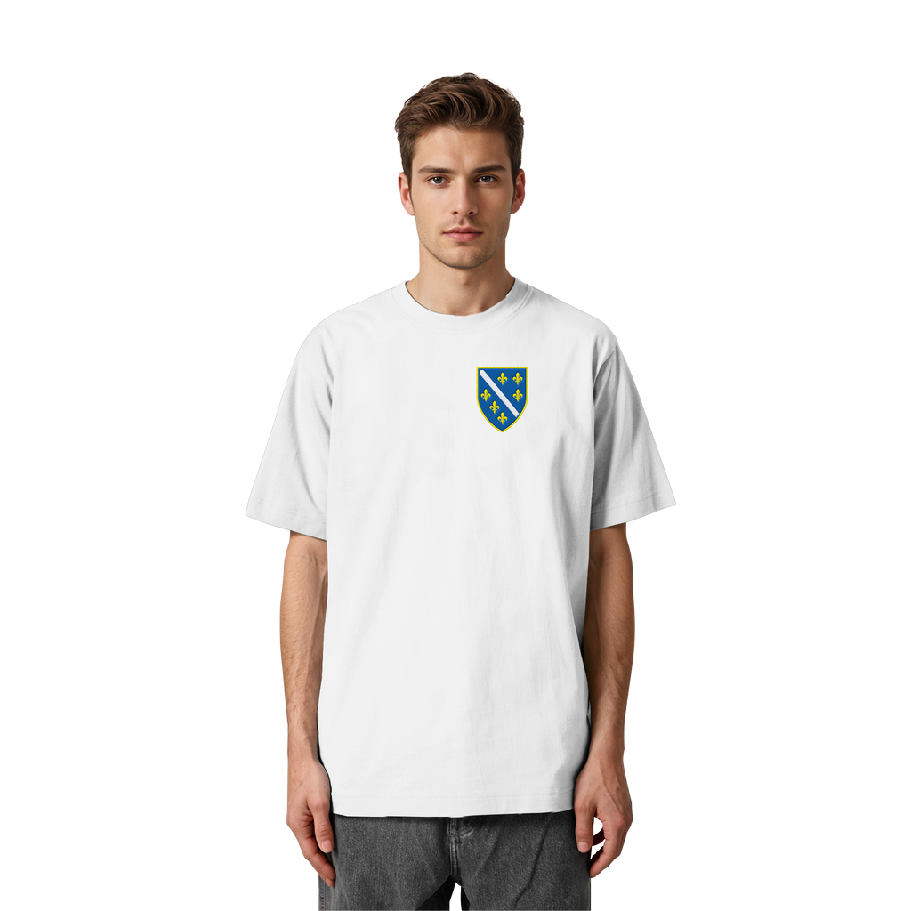 Bosnisches Wappen – Heimatliebe mit Stolz | Premium Stickerei - Heavy Oversized Organic Shirt