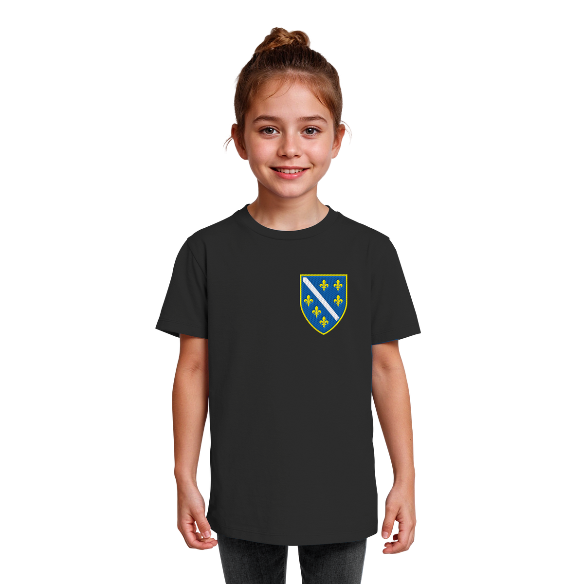 Bosnisches Wappen – Heimatliebe mit Stolz | Premium Stickerei - Kids Organic Shirt