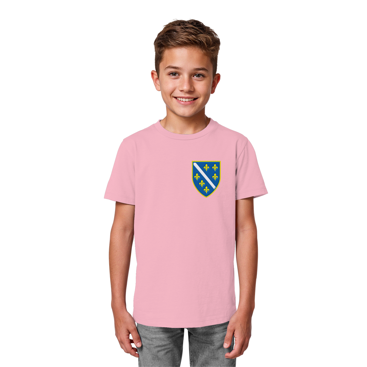 Bosnisches Wappen – Heimatliebe mit Stolz | Premium Stickerei - Kids Organic Shirt