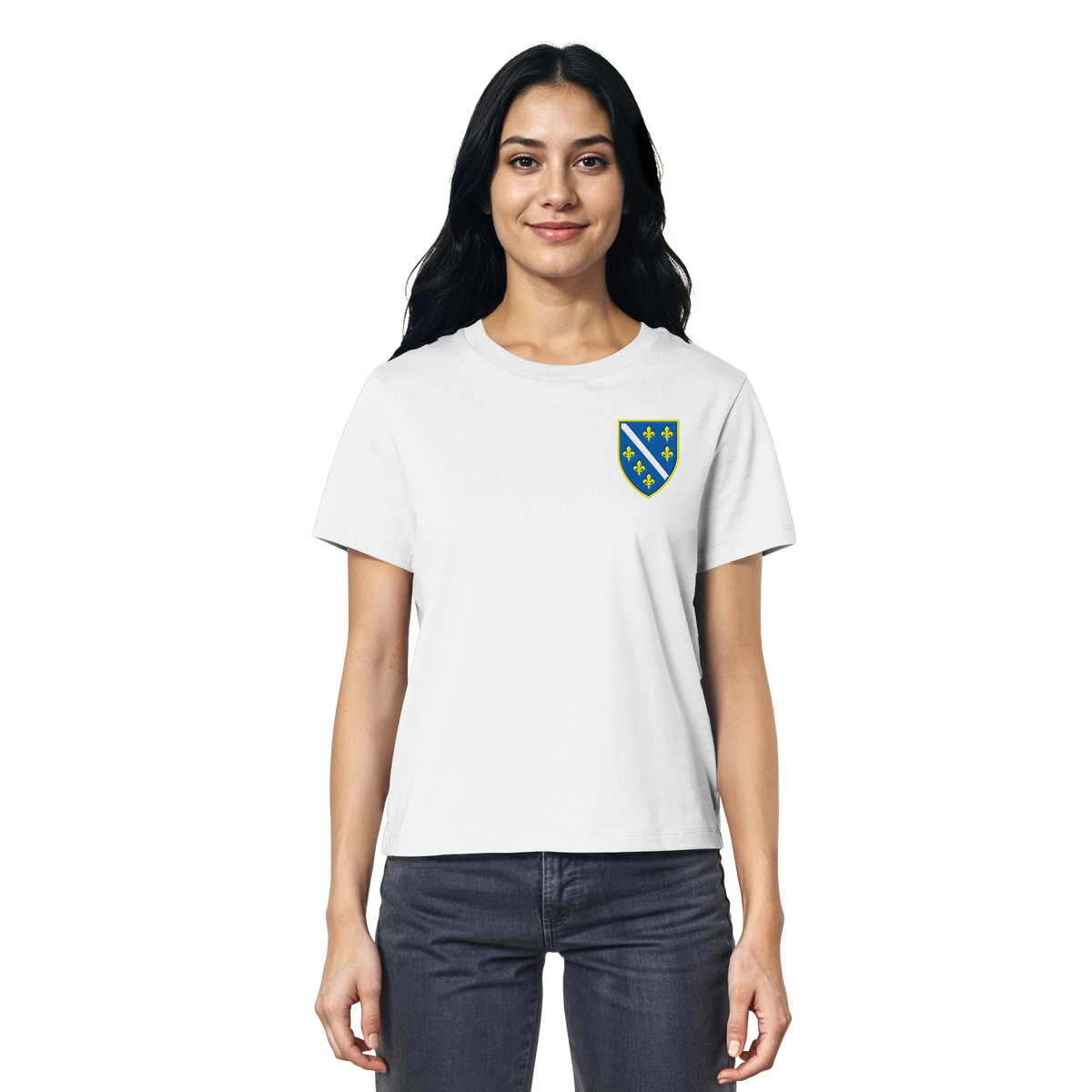 Bosnisches Wappen – Heimatliebe mit Stolz | Premium Stickerei - Ladies Organic Shirt