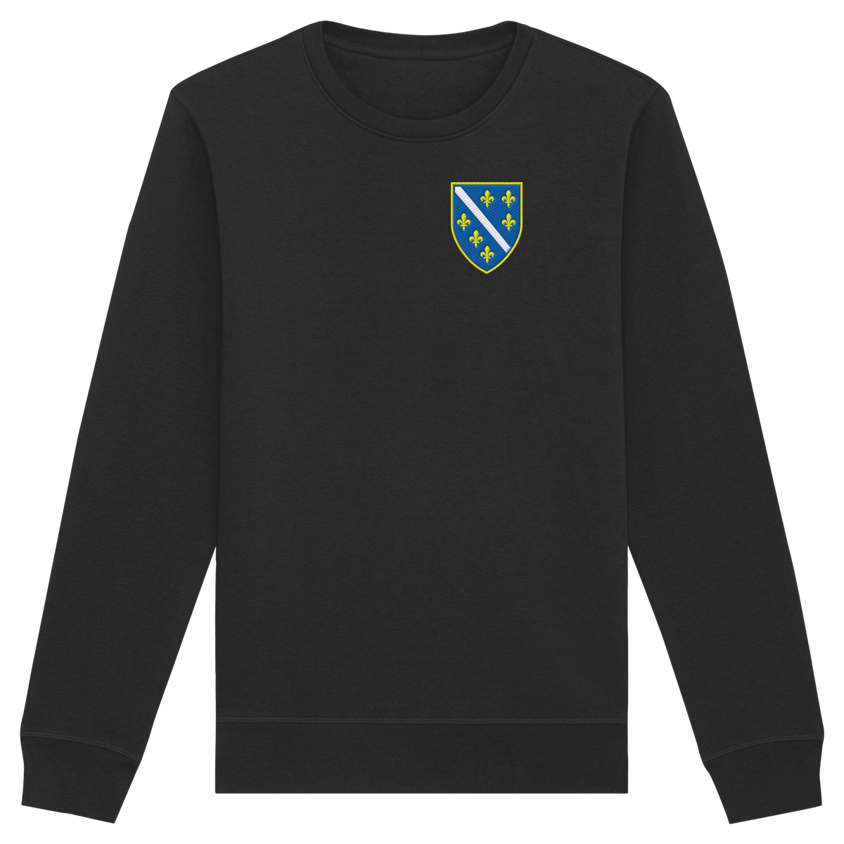 Bosnisches Wappen – Heimatliebe mit Stolz | Premium Stickerei - Organic Basic Unisex Sweatshirt
