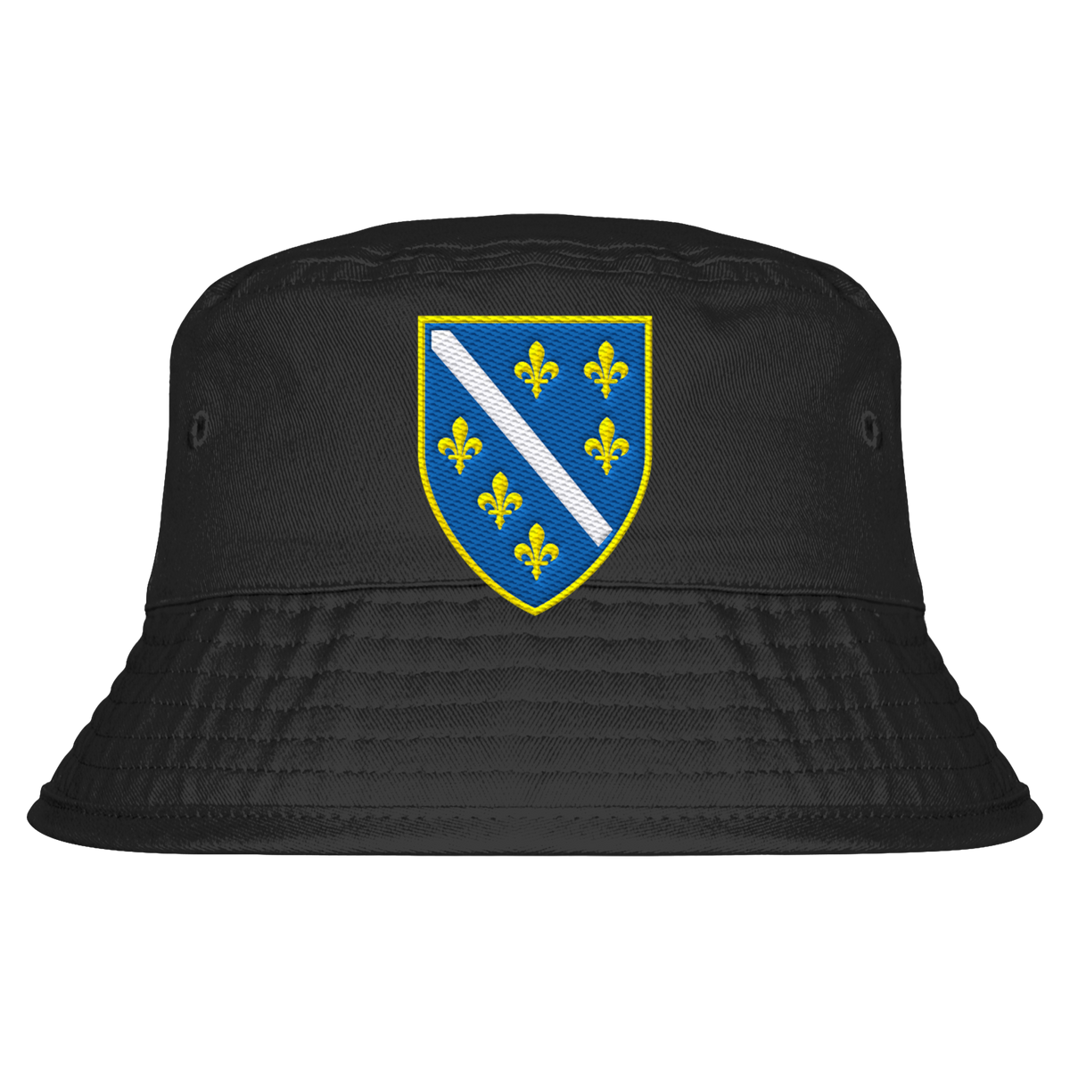 Bosnisches Wappen – Heimatliebe mit Stolz | Premium Stickerei - Organic Bucket Hat