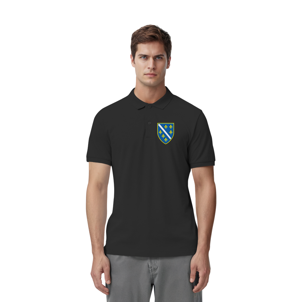 Bosnisches Wappen – Heimatliebe mit Stolz | Premium Stickerei - Organic Fitted Poloshirt