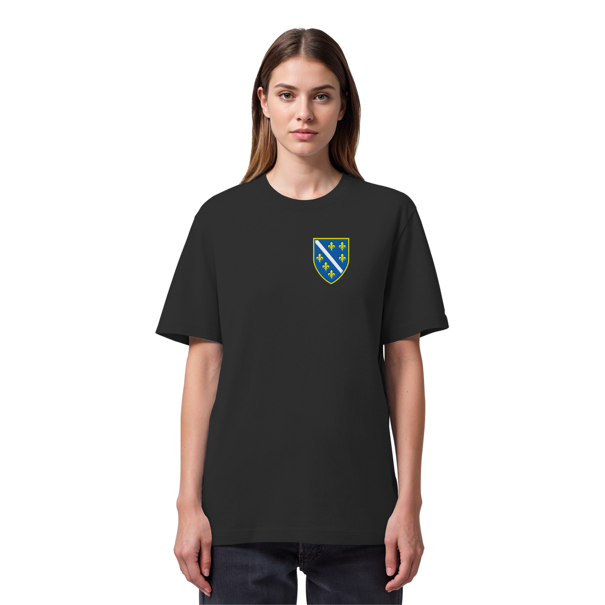 Bosnisches Wappen – Heimatliebe mit Stolz | Premium Stickerei - Organic Heavy Shirt