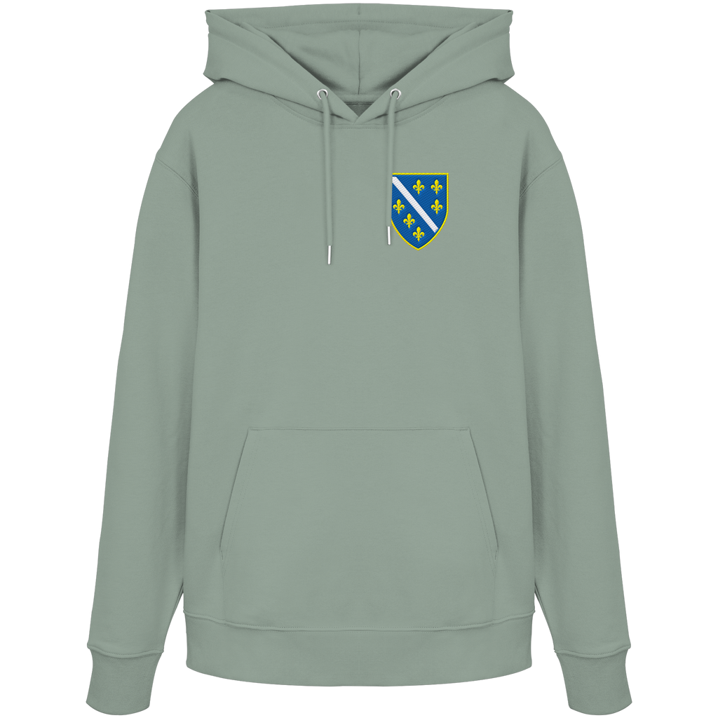 Bosnisches Wappen – Heimatliebe mit Stolz | Premium Stickerei - Organic Hoodie