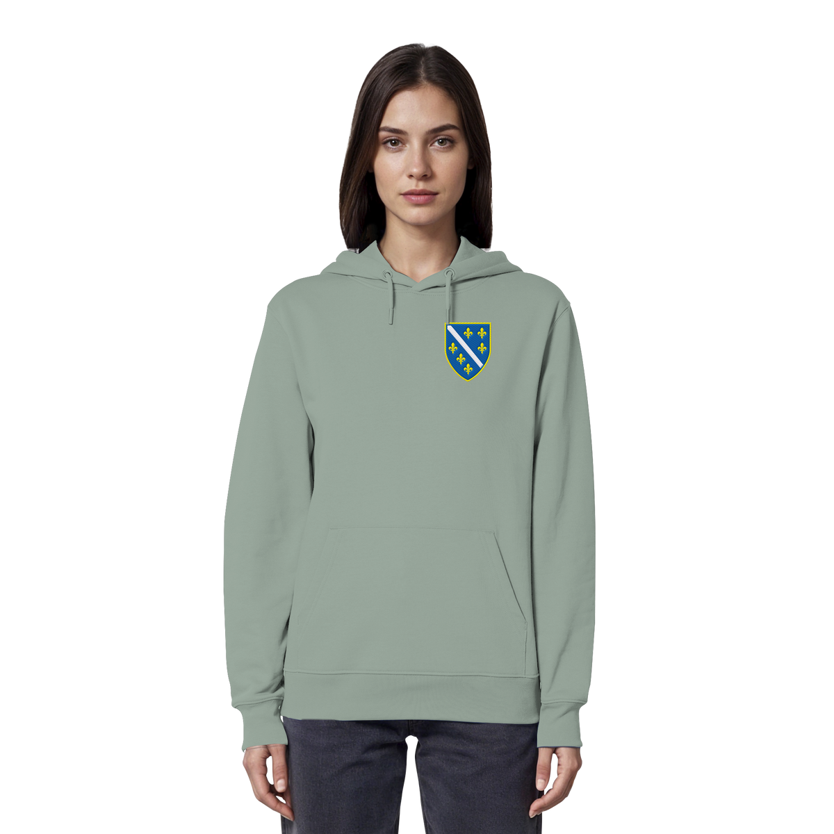 Bosnisches Wappen – Heimatliebe mit Stolz | Premium Stickerei - Organic Hoodie
