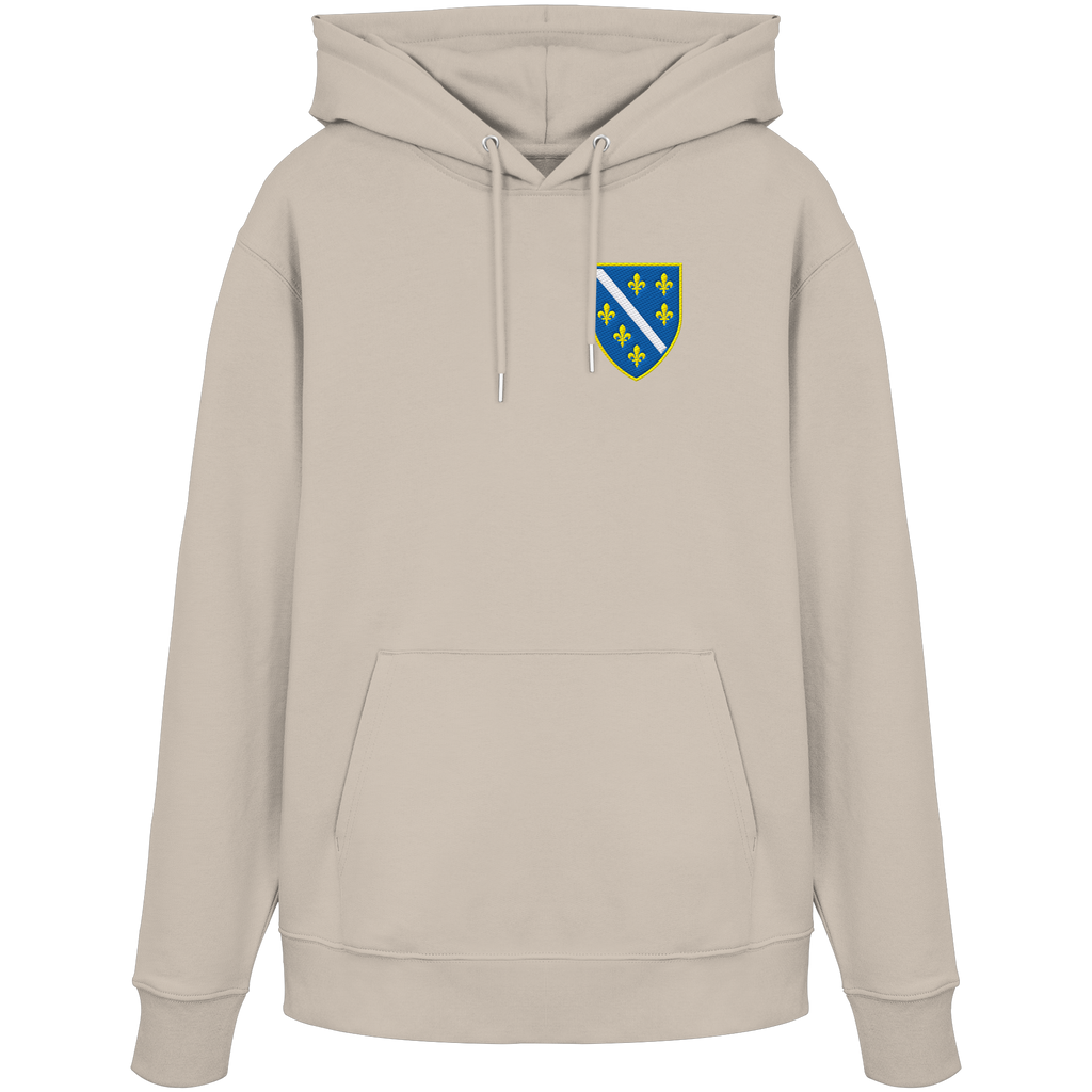 Bosnisches Wappen – Heimatliebe mit Stolz | Premium Stickerei - Organic Hoodie