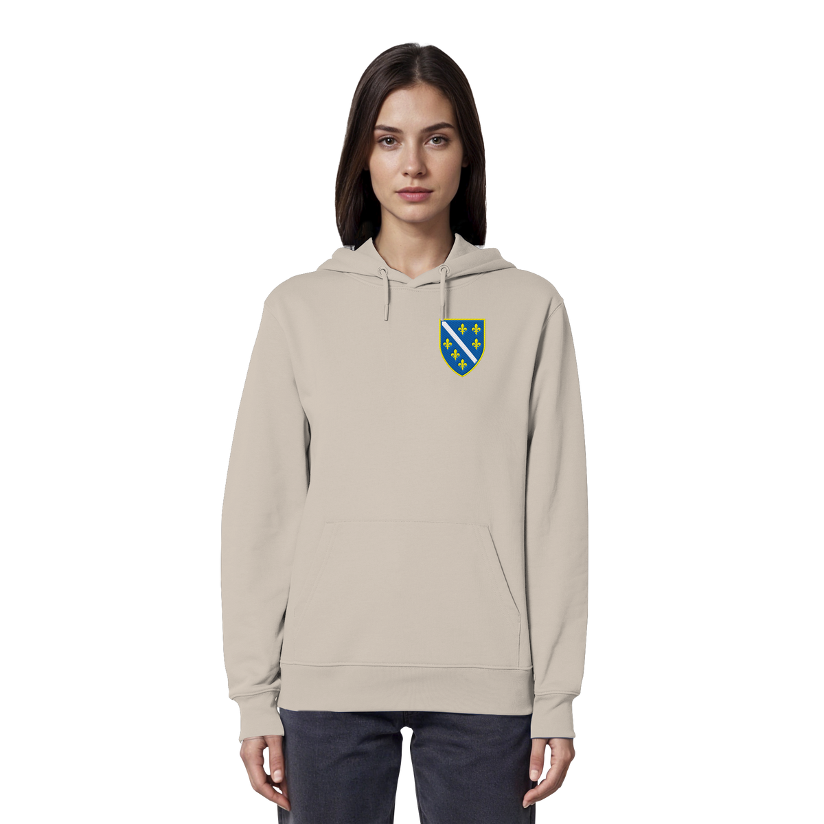 Bosnisches Wappen – Heimatliebe mit Stolz | Premium Stickerei - Organic Hoodie