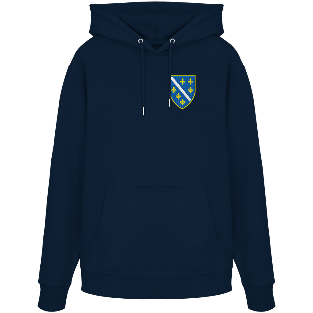 Bosnisches Wappen – Heimatliebe mit Stolz | Premium Stickerei - Organic Hoodie
