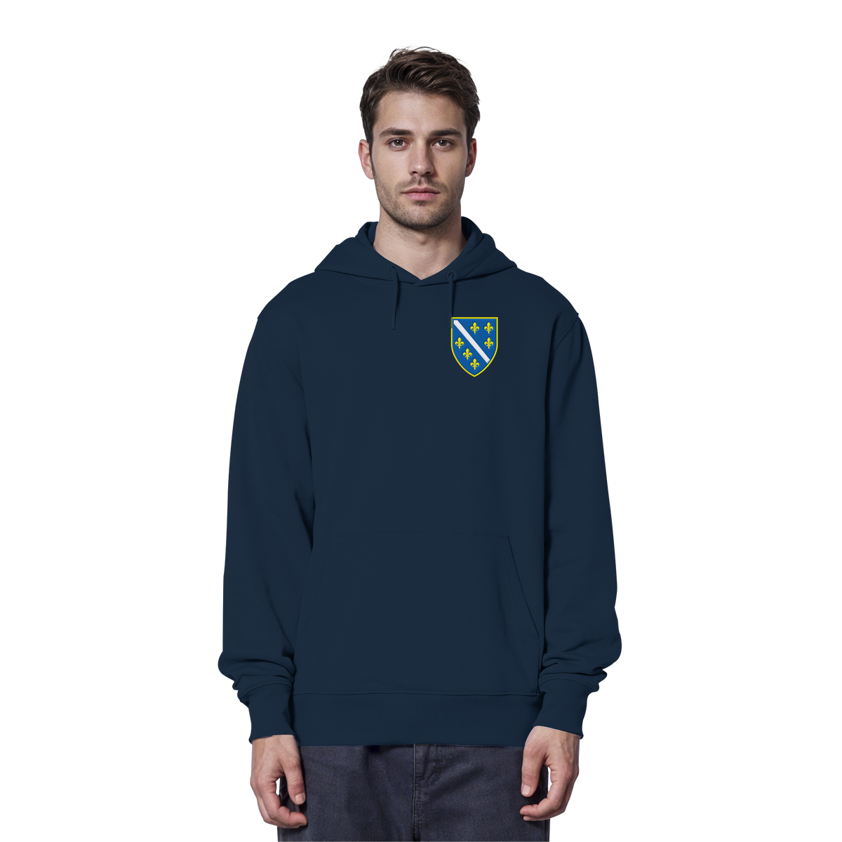 Bosnien Wappen Premium Bio Hoodie mit Stickerei | Stanley/Stella – Unisex