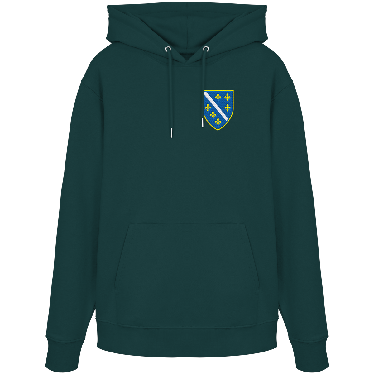 Bosnisches Wappen – Heimatliebe mit Stolz | Premium Stickerei - Organic Hoodie