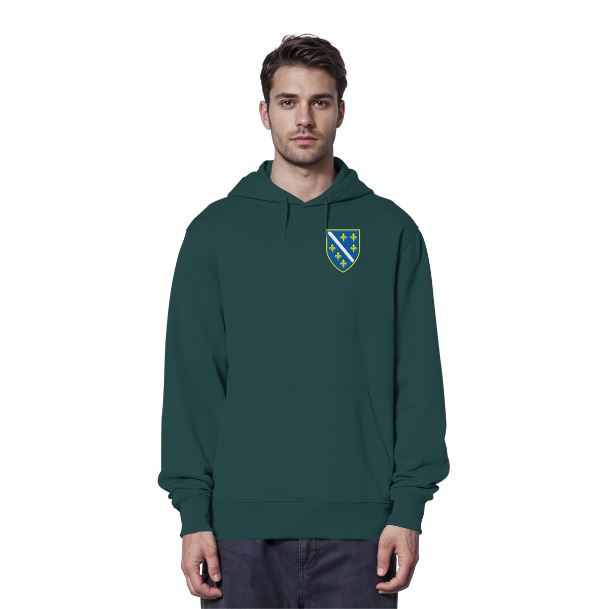 Bosnien Wappen Premium Bio Hoodie mit Stickerei | Stanley/Stella – Unisex