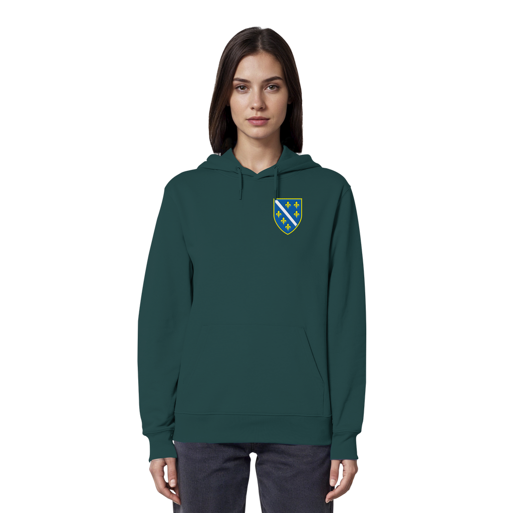 Bosnisches Wappen – Heimatliebe mit Stolz | Premium Stickerei - Organic Hoodie