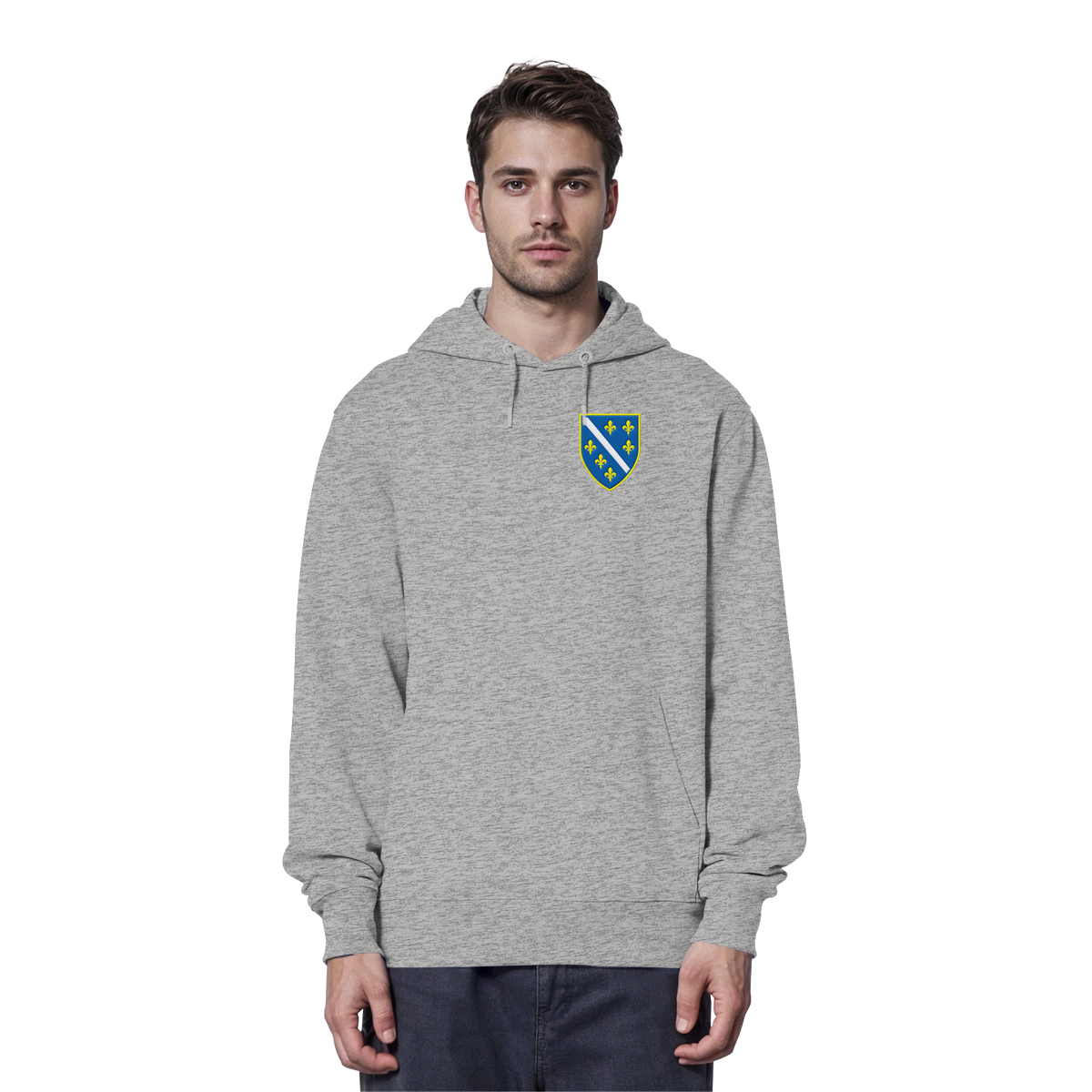 Bosnisches Wappen – Heimatliebe mit Stolz | Premium Stickerei - Organic Hoodie