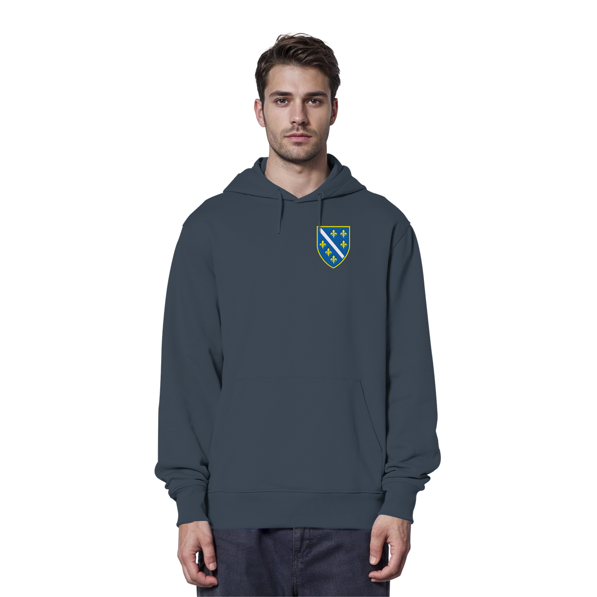 Bosnisches Wappen – Heimatliebe mit Stolz | Premium Stickerei - Organic Hoodie