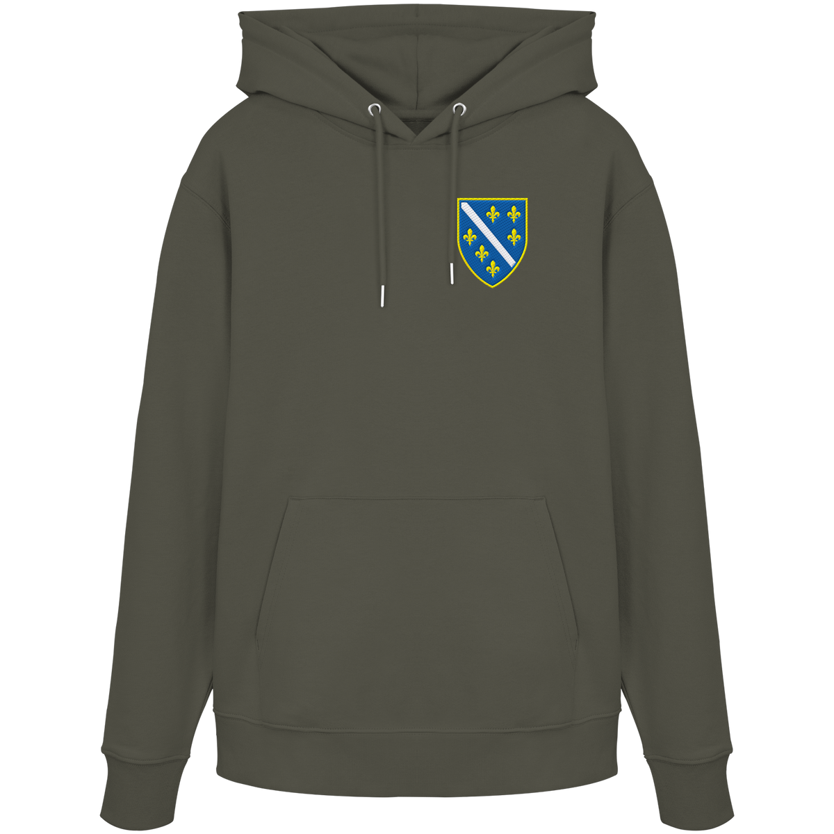 Premium organski hoodie s grbom Bosne i Višegradom i vezom | Stanley/Stella – Unisex