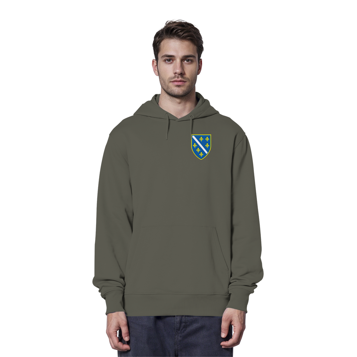 Bosnien Wappen Premium Bio Hoodie mit Stickerei | Stanley/Stella – Unisex