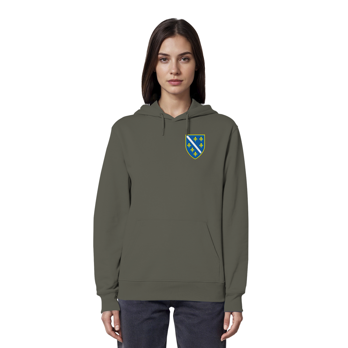 Bosnisches Wappen – Heimatliebe mit Stolz | Premium Stickerei - Organic Hoodie