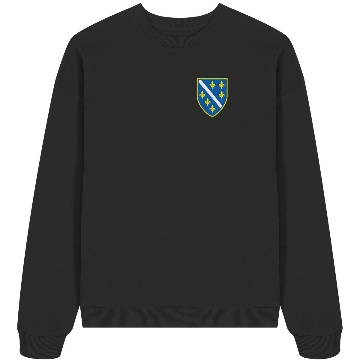 Bosnisches Wappen – Heimatliebe mit Stolz | Premium Stickerei - Organic Oversize Sweatshirt