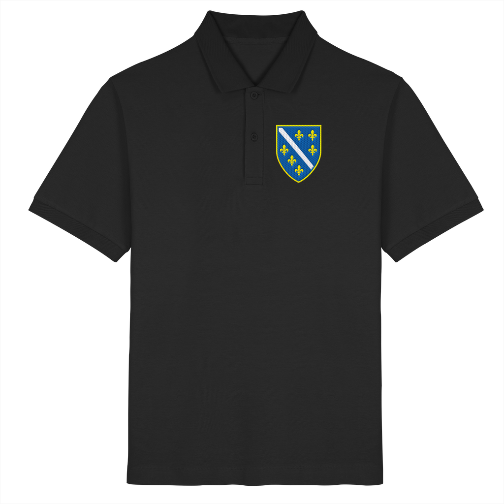 Bosnisches Wappen – Heimatliebe mit Stolz | Premium Stickerei - Organic Poloshirt