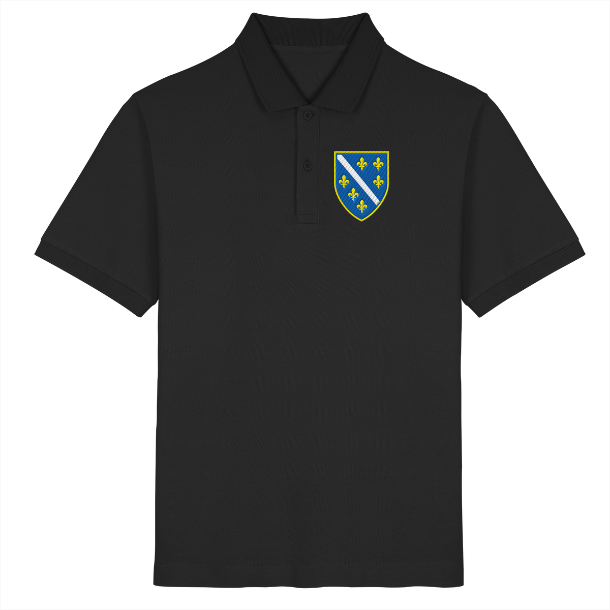 Bosnisches Wappen – Heimatliebe mit Stolz | Premium Stickerei - Organic Poloshirt