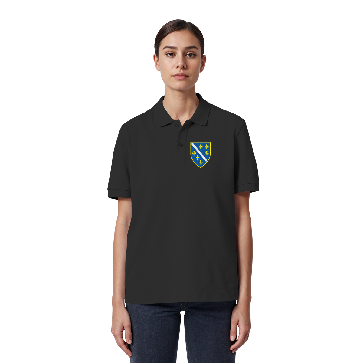 Bosnisches Wappen – Heimatliebe mit Stolz | Premium Stickerei - Organic Poloshirt