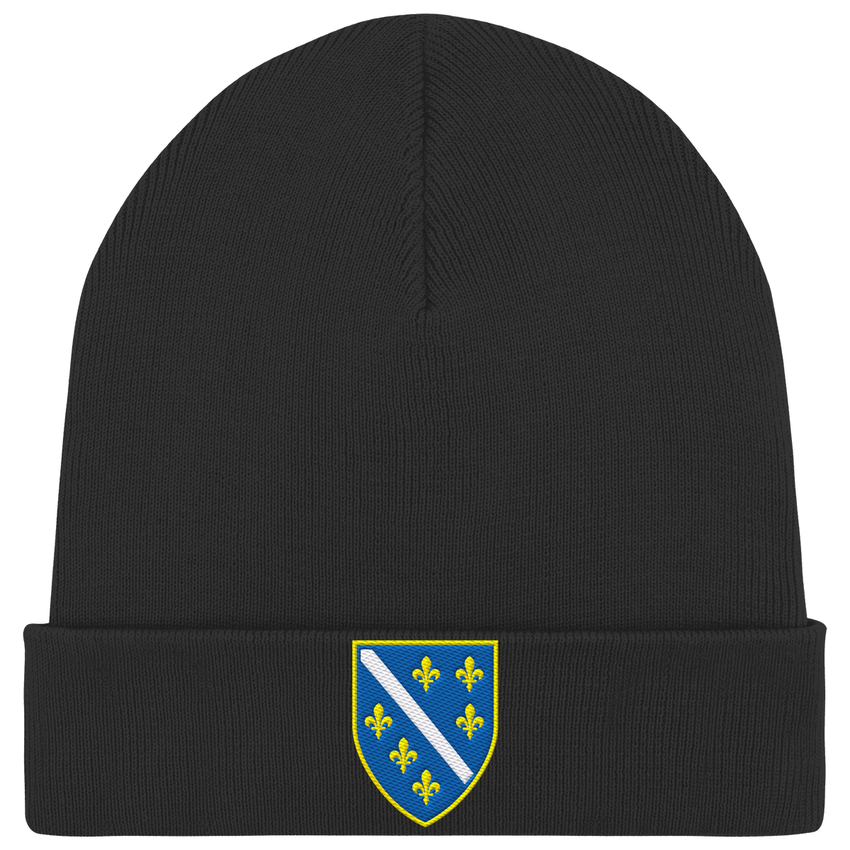 Bosnisches Wappen – Heimatliebe mit Stolz | Premium Stickerei - Organic Rib Beanie