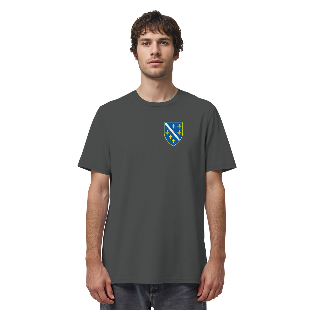 Bosnisches Wappen – Heimatliebe mit Stolz | Premium Stickerei - Organic Shirt