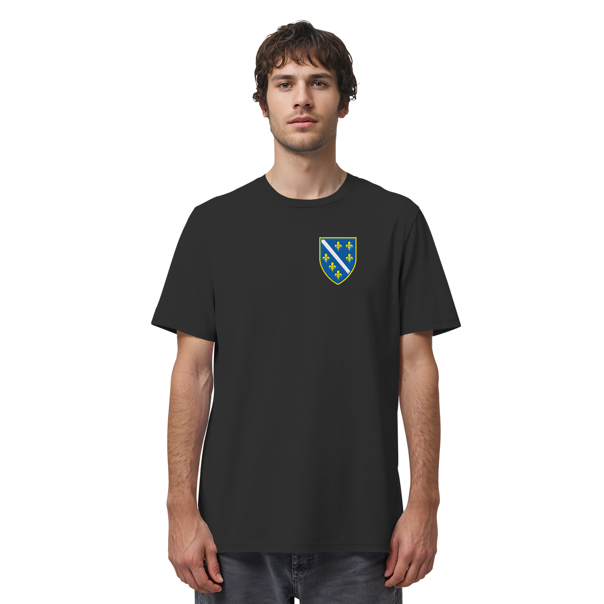 Bosnisches Wappen – Heimatliebe mit Stolz | Premium Stickerei - Organic Shirt