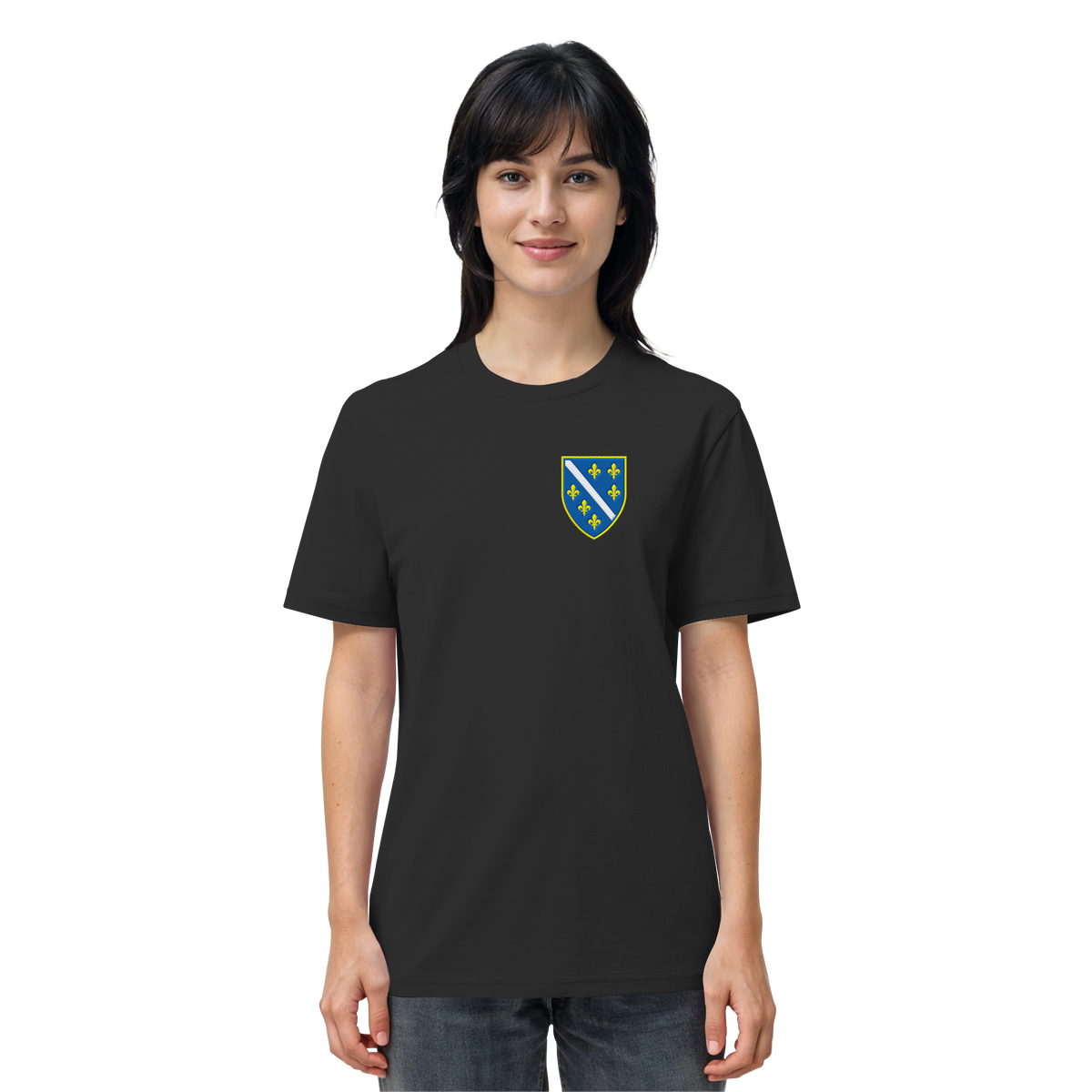 Bosnisches Wappen – Heimatliebe mit Stolz | Premium Stickerei - Organic Shirt