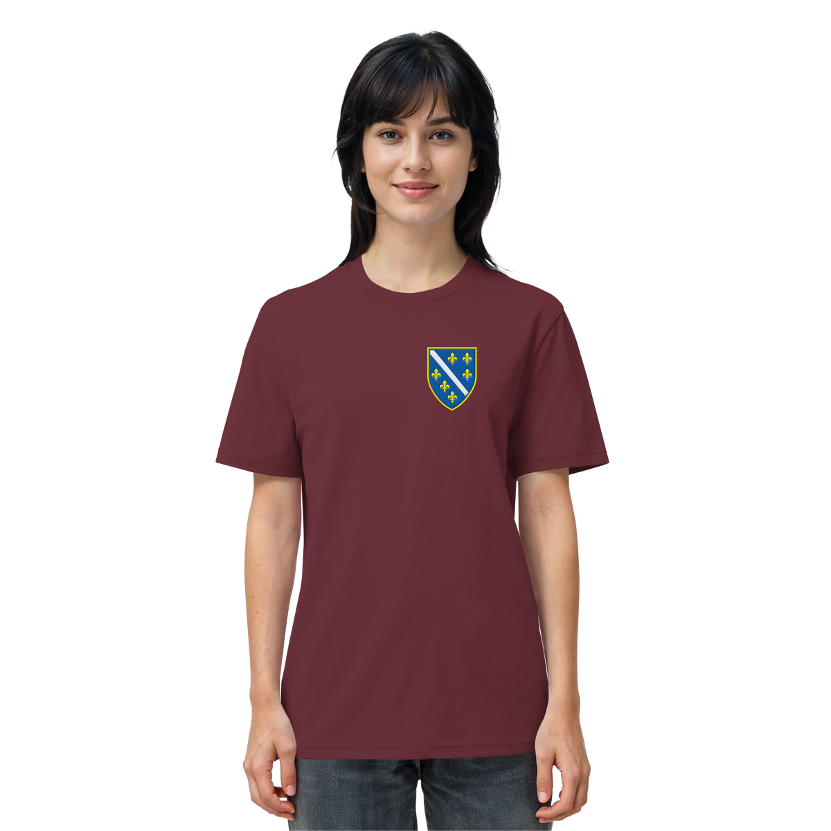 Bosnisches Wappen – Heimatliebe mit Stolz | Premium Stickerei - Organic Shirt