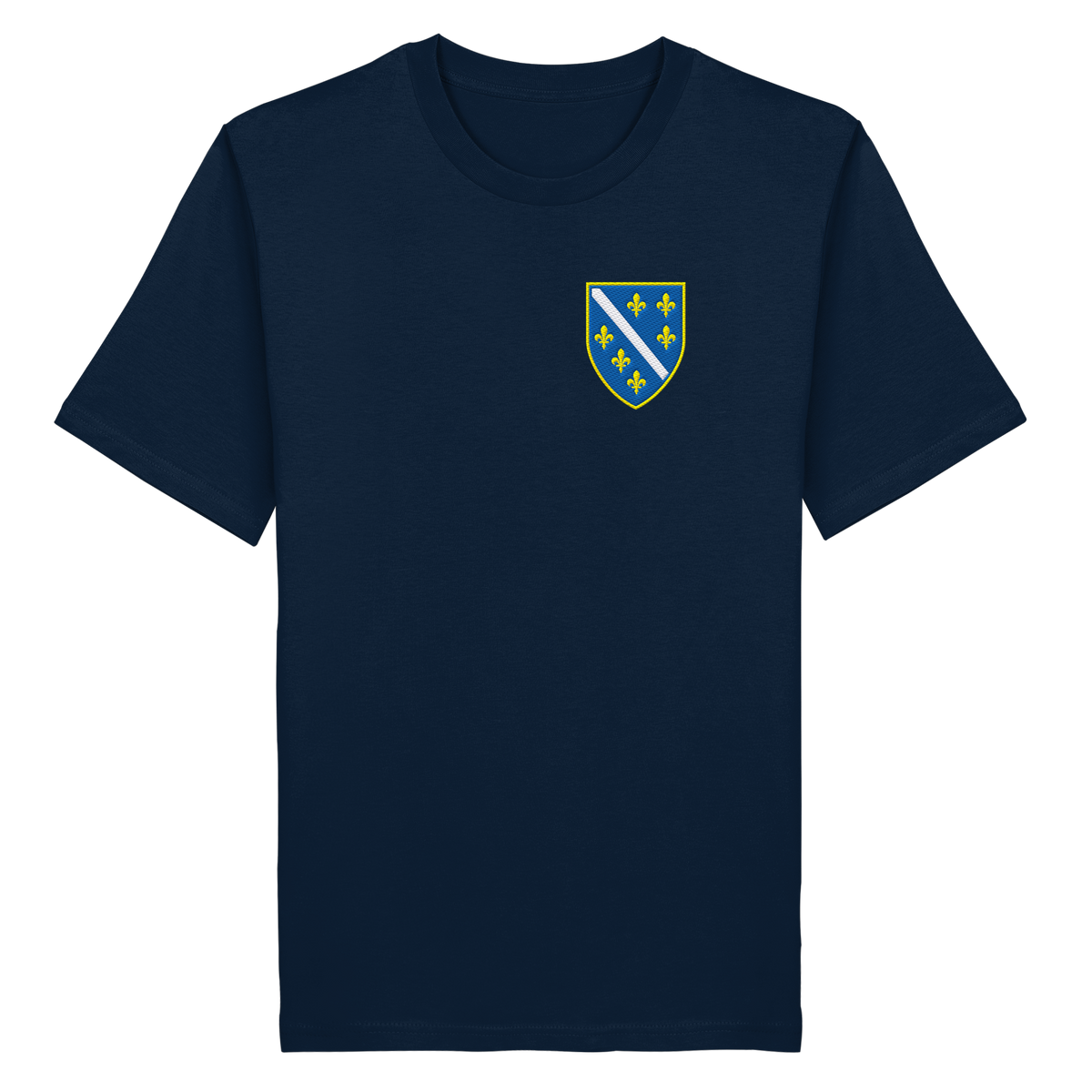 Bosnisches Wappen – Heimatliebe mit Stolz | Premium Stickerei - Organic Shirt